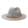 Set Straw Hat and Bag Set Gold Chain Bag Hat Set Ladies Leather Bag Tote Church Fedora Party Jazz Straw Hat