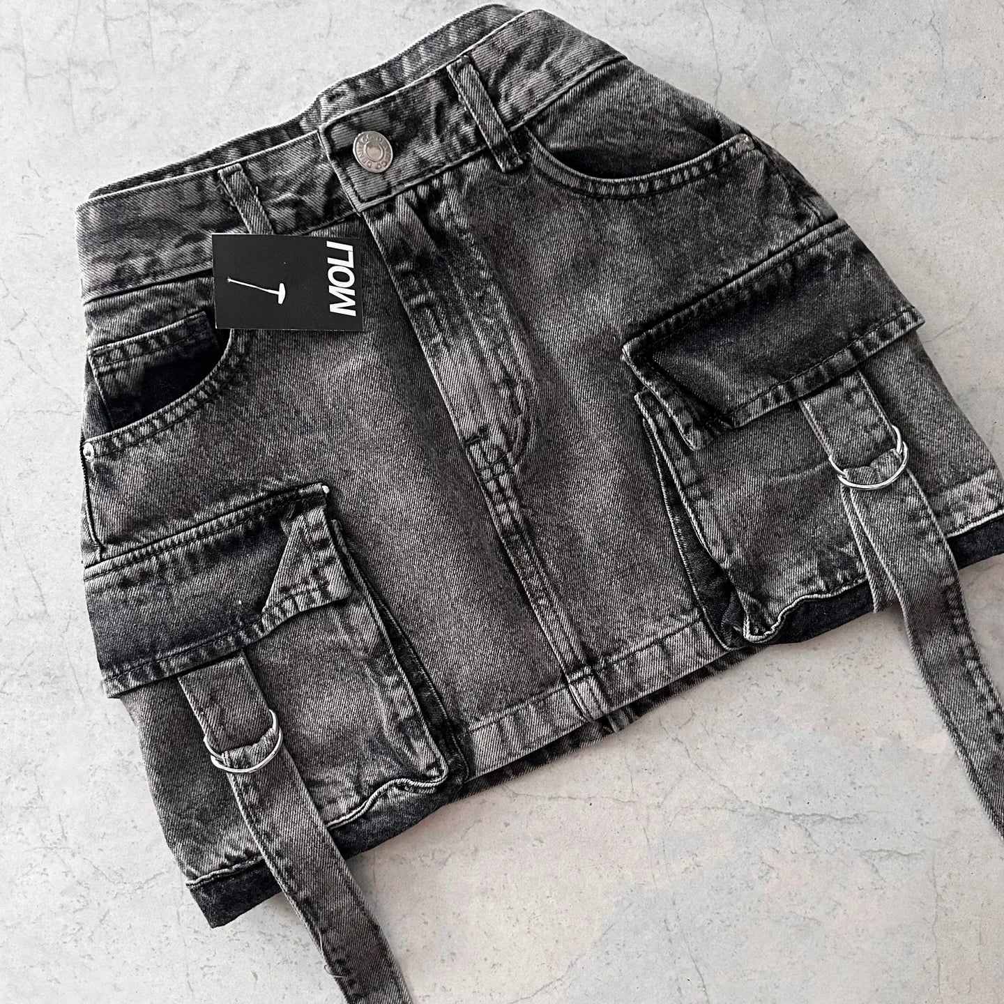 Harajuku Multiple Pockets Denim Plaid Skirt Goth Black Mini Skir Vintage Y2K New Fashion Womens Casual Versatile Sexy Streetwear