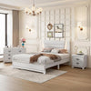3-teiliges Schlafzimmerset Queen-Size Polsterbett mit LED-Beleuchtung, Nachttischen, 3-teiliges Schlafzimmermöbel-Set aus Holz, Weiß