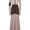 Articat Elegantes Mesh-Patchwork Langarm-Bodycon Party Club Abendkleid Sexy Doppellagiges Perspektivkleid Herbstkleidung