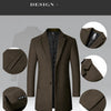 BROWON Brand Trench Coat Men Autumn and Winter New Solid Color Long Woolen Coat for Men Business Casual Windbreaker Men Clothing