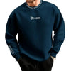 Men Fall Winter Sweatshirt Round Neck Long Sleeve Men Top Letter Print Thick Loose Warm Mid Length Men Casual Top
