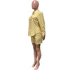 Two Piece Short Sets Women Striped Single Breasted Cardigan Blouses Shorts Elastic Waist Shirt Suit Casual Outwear Summer