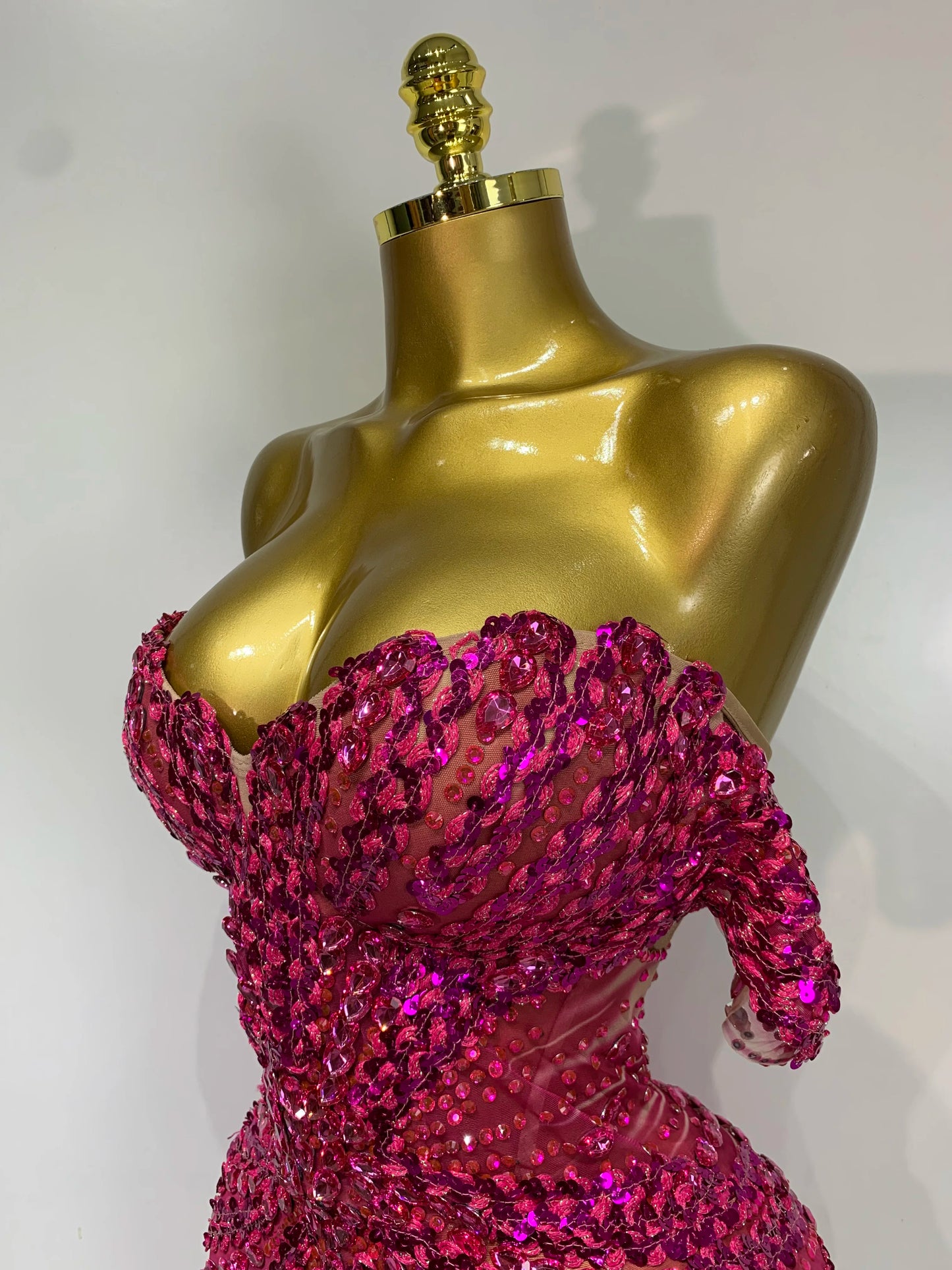 Women Sexy Sparkly Rhinestones Sequins Off The Shoulder Mesh Mini Dress Birthday Party Nightclub Dancer Stage PhotoShoot Costume
