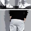 Autumn Men's Wide Loose Casual Pants Mens Patchwork Nine-point Sports  Elastic Rope Breathable Tie-foot Trousers