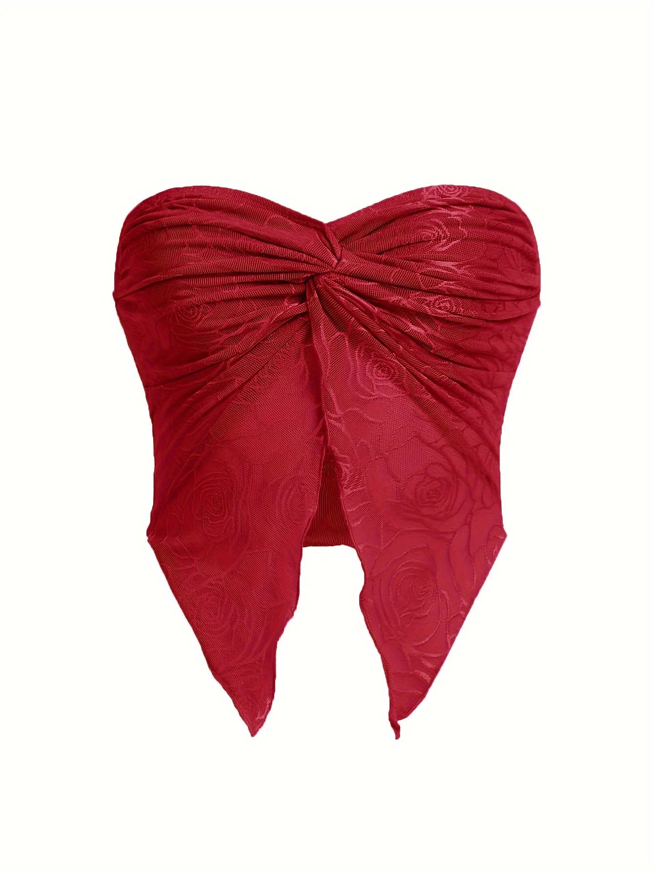 Summer Y2K Women's Sexy Twist Front Asymmetrical Hem Strapless Bandeau Crop Top Casual Tube Tops for Party Club Night Clothes