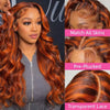 Ginger Brown Highlight Body Wave Lace Frontal Wigs Colored Human Hair Glueless Ombre Ginger Orange HD 13x4 Lace Front Lace Wig