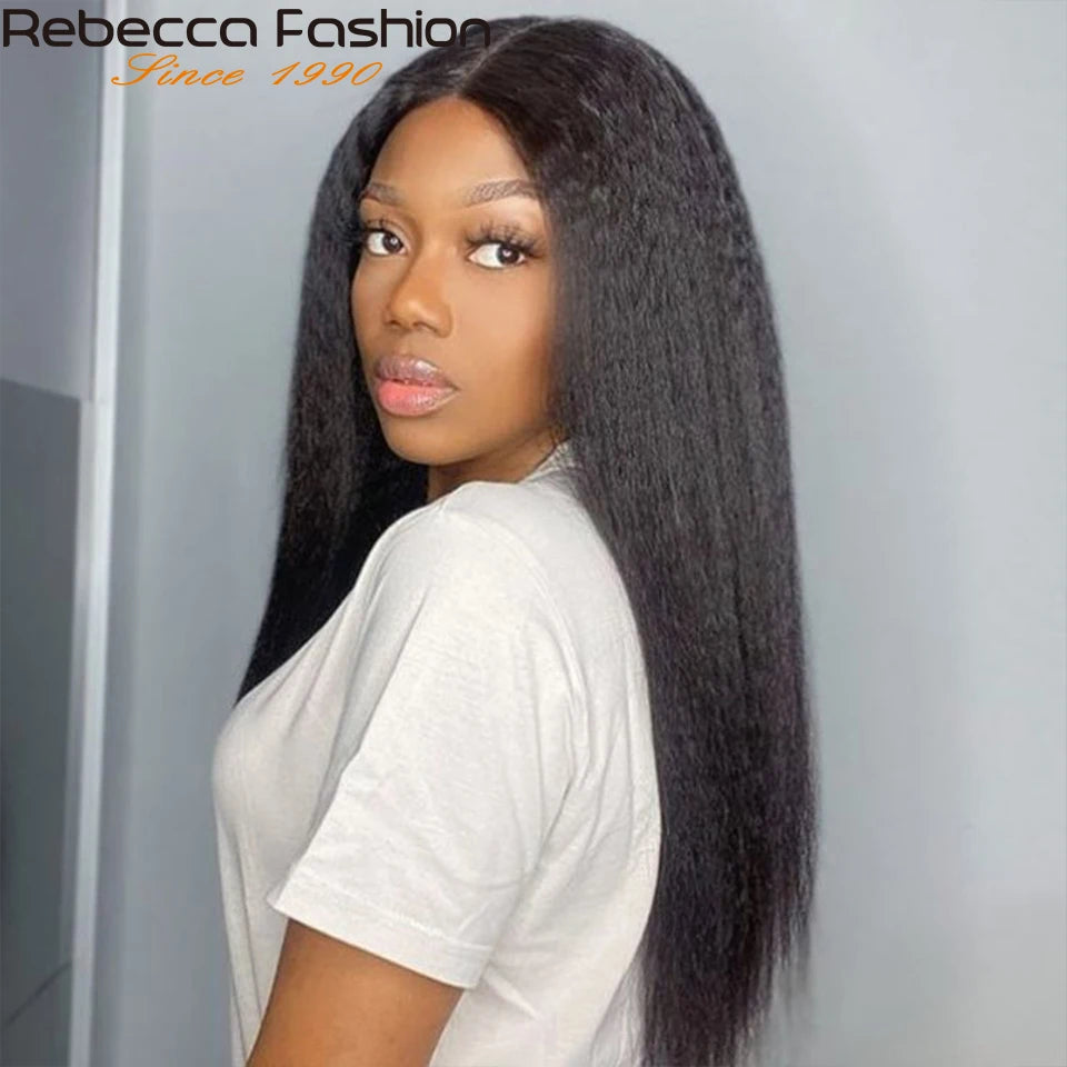 Yaki Straight U-Part-Perücken für schwarze Frauen, Kinky Straight U-Part-Perücke Echthaar Kurz Schwarz Braun U-Part-Perücke Kinky Straight Clip