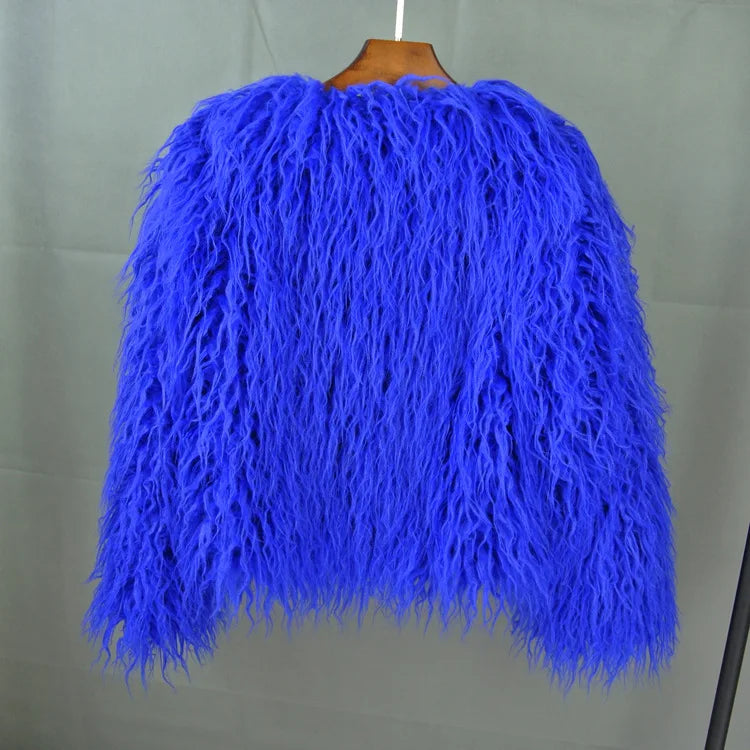 2023 Women Faux Fur Coat Autumn Winter High Quality Fluffy Short Coat Faux Fur Jacket