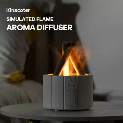 KINSCOTER Aroma Diffuser mit simulierter Flamme, Lagerfeuer-Luftbefeuchter, Ultraschall-Kaltnebel-Hersteller, Vernebler, LED-Duftöllampe, Diffusor