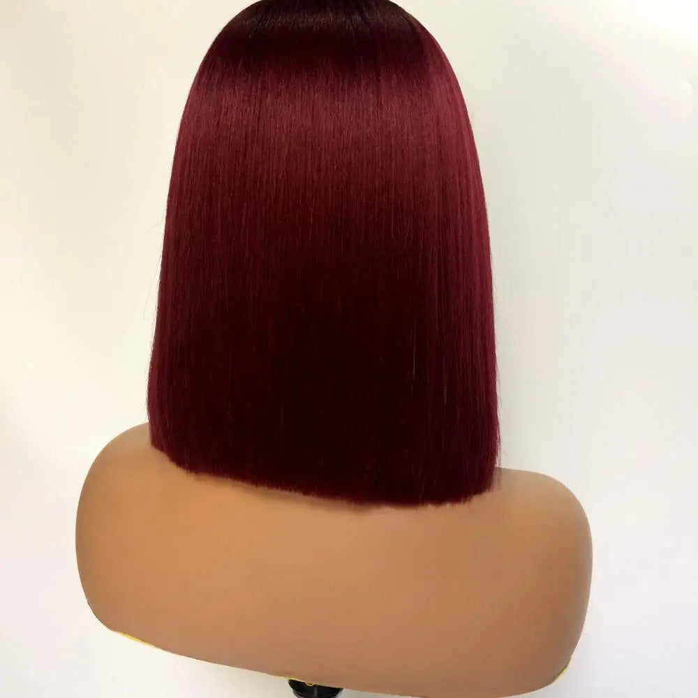 Kurze Ombre Honigblonde Bob Perücke mit Babyhaar Honigbraune Glatte Echthaarperücken Lace Part Seitenbraune Perücken für Schwarze Frauen