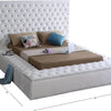 Bliss Collection Modernes Polsterbett aus Samt mit tiefer Knopfheftung und Staufächern, Weiß, Queen
