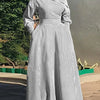 VONDA 2024 Women Elegant Striped Maxi Dress Bohemian Sundress Casual Loose Off Shoulder Long Sleeve Party Vestidos Robe Femme