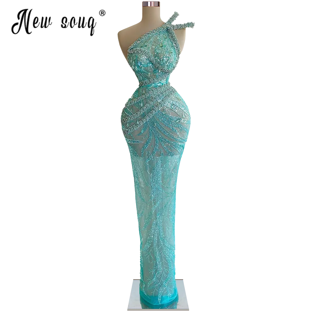 One Shoulder Beads Sequined Long Mermaid Evening Dresses Woman Ceremony Dress Formal Prom Party Gowns Plus Size Customized