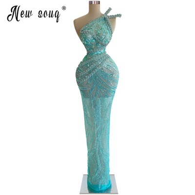 One Shoulder Beads Sequined Long Mermaid Evening Dresses Woman Ceremony Dress Formal Prom Party Gowns Plus Size Customized
