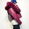 21-25Shearling Jacket women's shearling Cloth With Big Fur Collar and Hooded