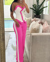 2 Piece Sets Women Outfit Sexy One Shoulder Ruched Top & Casual Straight Leg Pants Suits for Female Spring 2024 Fashion New