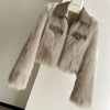 Spring and Autumn Korean Chic Polo Collar Loose Fur Coat Women Clothing Winter Coat Faux Fox Fur Plush Short Jackets Women Tops