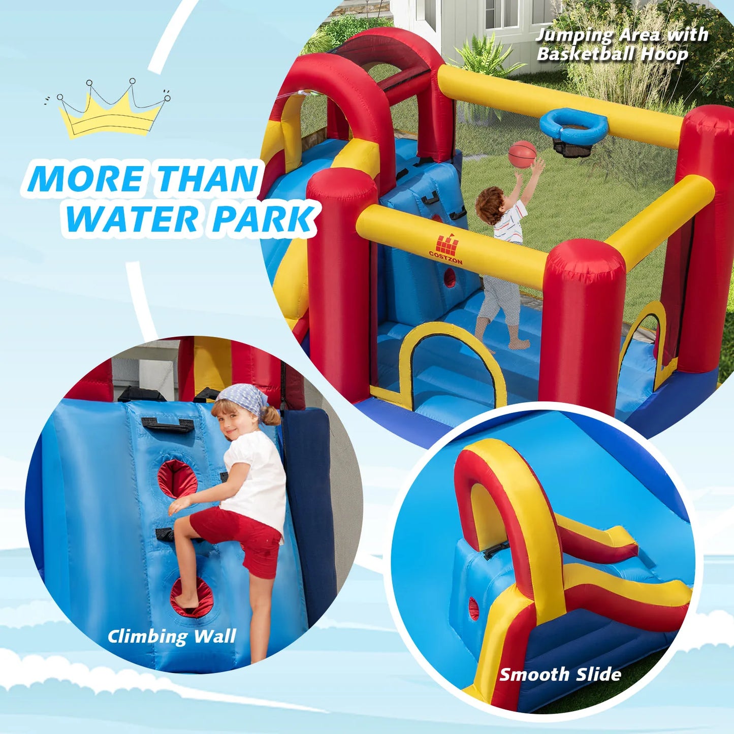 Riesige aufblasbare Wasserrutsche, Kinder-Wasserpark mit doppelten Rutschen ohne Gebläse