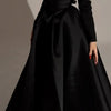 Bella Schwarzer Satin Perlen Abendkleider One Shoulder A-Linie Ballkleider Maßgeschneiderte Lange Ärmel Bodenlanges Hochzeitskleid