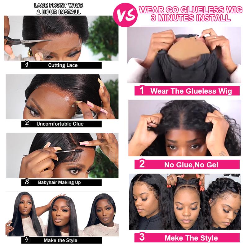 Wear And Go Water Wave Bob Lace Perücke für Frauen gelockt 6x4 Glueless Echthaar Perücke 4x4 Ready To Go Echthaar Perücken Pre-Cut Lace Perücke