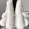 DEAT Fashion Temperament Thickened Fur Coat Cardigan Women Top-Quality Leather Patchwork Long Sleeve Jacket 2024 Winter 11SX023
