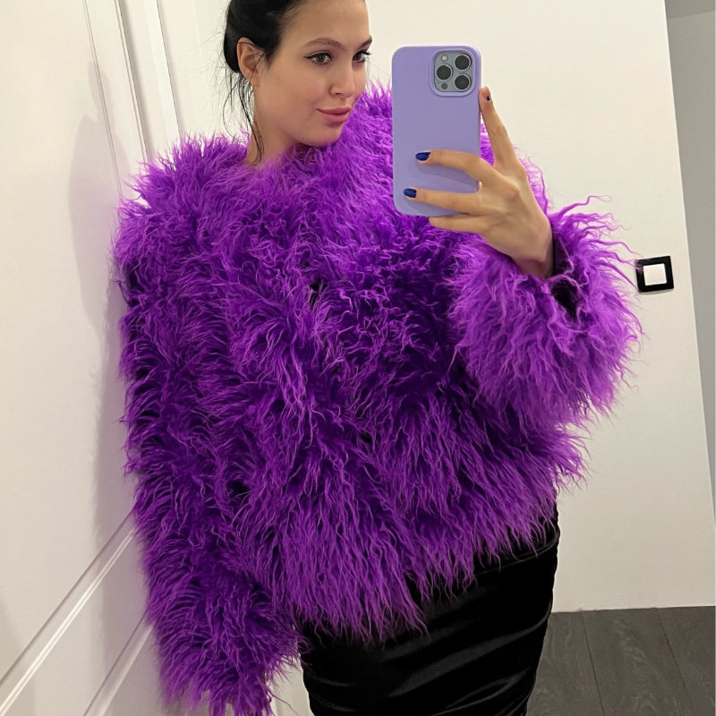 2023 Women Faux Fur Coat Autumn Winter High Quality Fluffy Short Coat Faux Fur Jacket