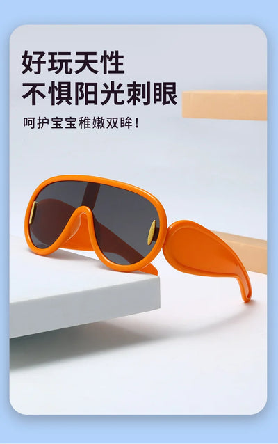 Großformatige integrierte Sonnenblende, große Gesichtssonnenbrille, modische Froschspiegel für Kinder, personalisierte Sonnenbrille