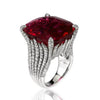 Huitan Hyperbole Red Cubic Zirconia Women Rings for Party New 2023 Gorgeous Lady's Accessories Anniversary Gift Fashion Jewelry