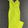 White Moth Orchids One Shoulder Yellow Green Ankle Length Bandage Dress Celebrity Party Evening Dress Woman Voaction Outfit