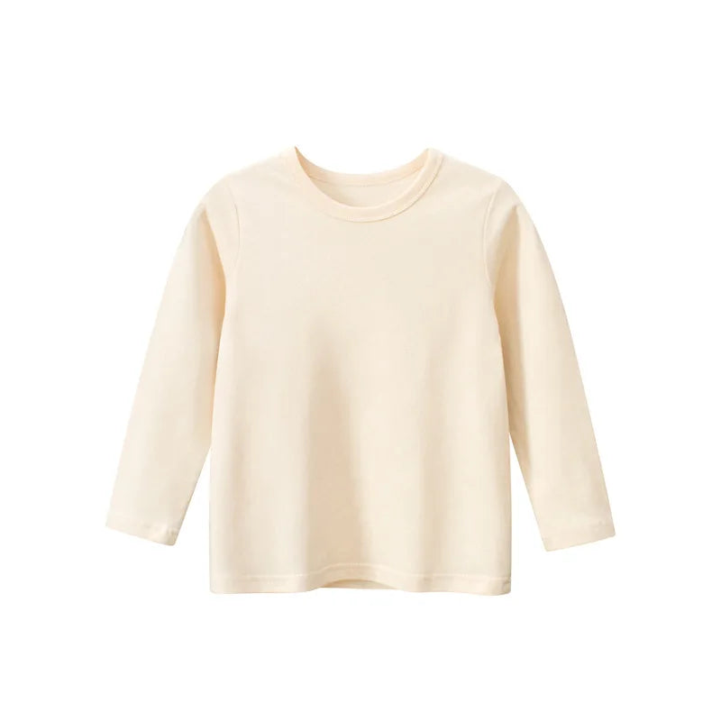2025 Spring Autumn 2-10 Years Children'S Candy Color Sweet Long Sleeve High Neck Unisex Kids Girl Boy Basic Turtleneck T-Shirt