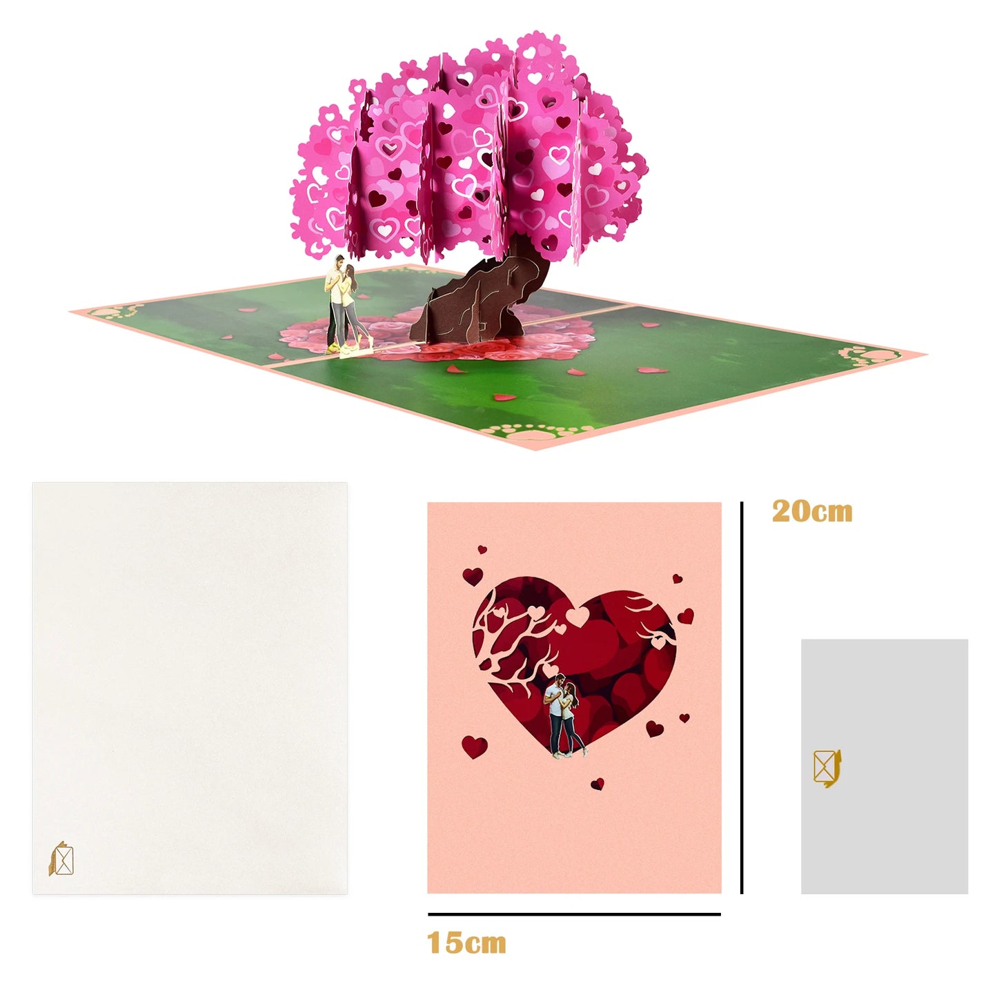 Valentinstag Geschenk 3D Pop Up Karte Jahrestag Hochzeit Geburtstag für Ehefrau Ehemann Grußkarten mit Umschlag und Notizkarte