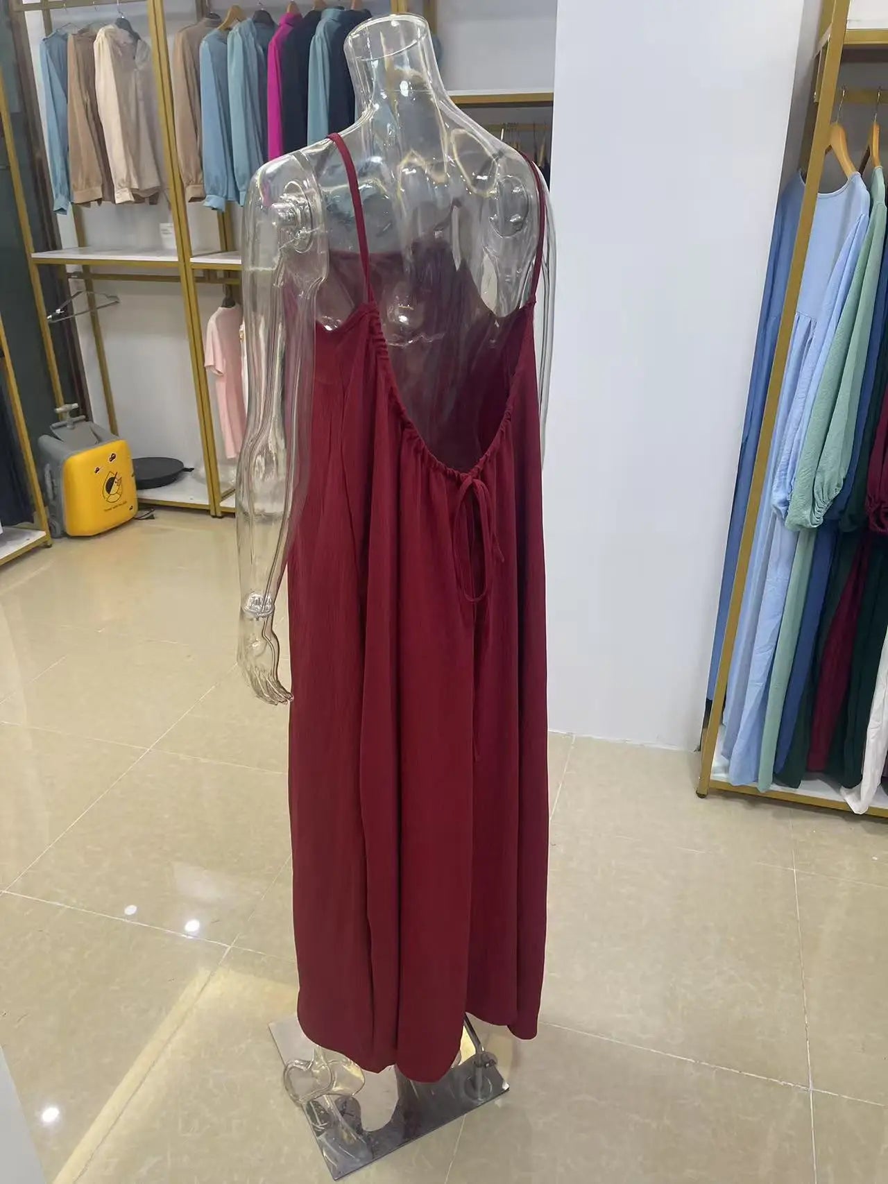 New Arrival Women's Strapless Backless Long Loose Home Dress Comfortable Sleepwear Casual Maxi Dress