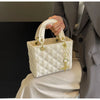 Quilted Pattern Solid Color Pu Handbag With Pendant Decoration, Versatile Noble Women's Crossbody Bag, Fashionable Handbag