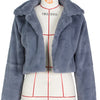 Fashion Faux Fur Open Stitch Lapel Crop Jackets Women Clothing Autumn Winter Solid Long Sleeve Warm Furry Fluffy Coat Outer Wear