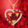 Romantische herzförmige Rosen-Anhänger-Halskette mit roten und weißen Strasssteinen, Damenhalskette, exquisiter Schmuck, Valentinstagsgeschenke