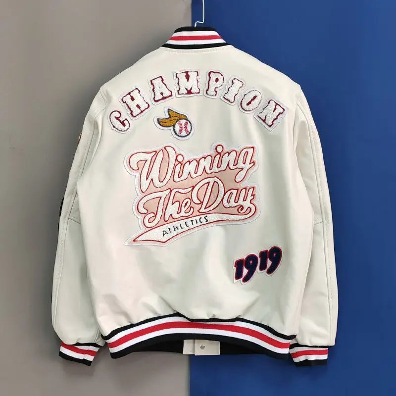 Street Popular Letter Flocking Embroidered Jacket And Coat Men 2023 New Y2K Harajuku Hip Hop Spliced Motorcycle Baseball Uniform