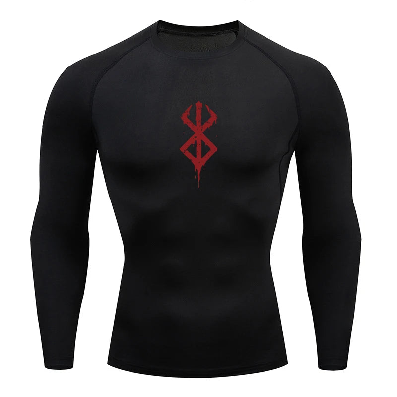 Anime Men's Compression Shirt Fitness Sport Running Tight Gym TShirts Athletic Workout Quick Dry Tops Tee Summer