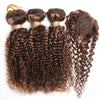 Lockiges Echthaar-Bundles mit Closure, kurzes indisches Echthaar-Bundles mit kreisförmigem Closure