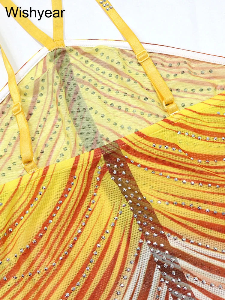 Neue Gradient Strass Tie-Dye Print Neckholder Meerjungfrau Lange Kleider Damen Rückenfrei Ärmellos Schmal Geburtstagsparty Abschlussball Vestidos