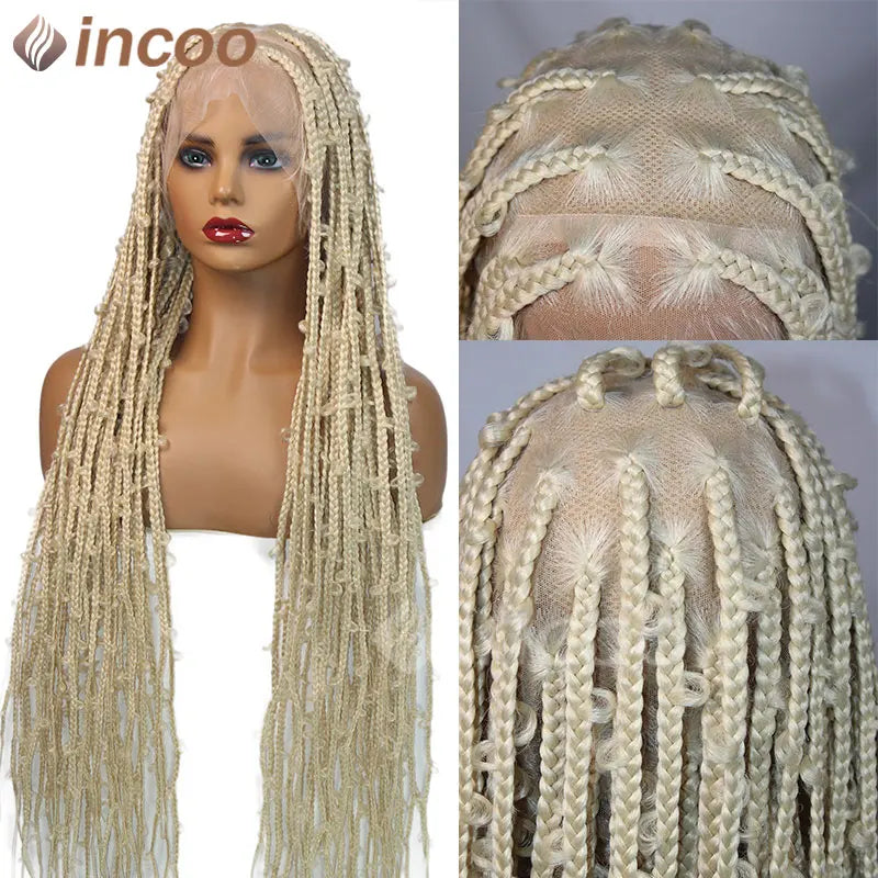 36 Zoll Synthetische Spitze Geflochtene Perücken Schmetterlingszöpfe Spitzenperücke für schwarze Frauen Zopfperücken im Ausverkauf Box Braids Spitzenperücke