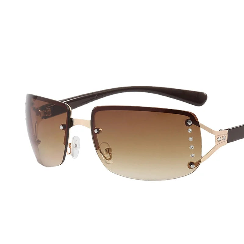 New Frameless Decorative Diamond Sunglasses Women's Design Brand Luxury Sun Glasses Outdoor Leisure Eyewear UV400 Gafas De Sol