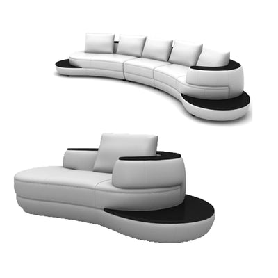 MANBAS Top Grain Echtes Leder Sofa mit Eckteil Modernes italienisches Ledersofa Große Bogenform Wohnzimmer Sofagarnitur