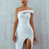 Seamyla 2023 Bandage Dress Sexy White Black Red One Shoulder Bodycon Summer Sleeveless Dress For Women New Celebrity Party Dress