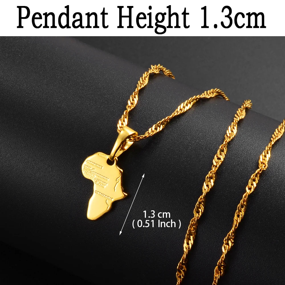 Anniyo Africa Map Pendant Necklace Women Men Silver Color/Gold Color Ethiopian Jewelry Wholesale African Hiphop Item @132106