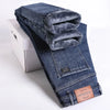 Winter Fleece Dicke Warme Jeans Herren Slim Straight Elastische Denim-Hose Lässige Herrenbekleidung Mode Plüschhose