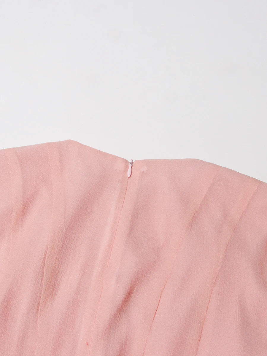 TWOTWINSTYLE Damenkleid Unregelmäßig Gefaltet Patchwork Mode Lang Laternenärmel Tailliertes Minikleid 2024 Neue Kleidung