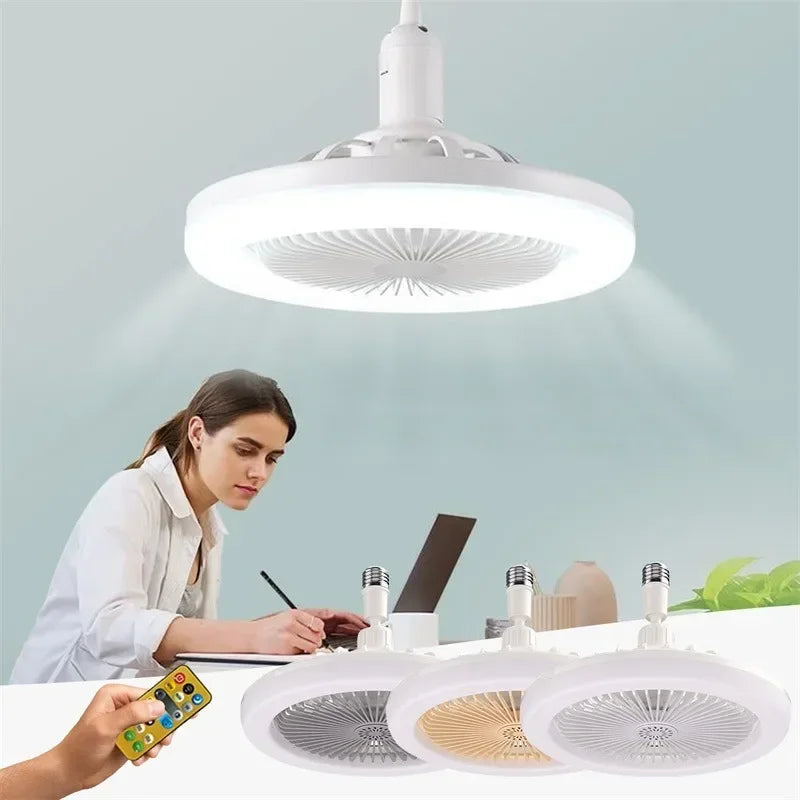 Ceiling Fan with Lighting Lamp Converter Base with Remote Control Ceiling Fan Lamp for Bedroom Living Home Silent 3 Speed