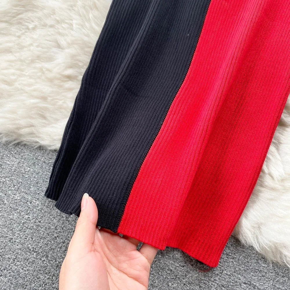 YuooMuoo Women Dress 2025 Summer Elegant Rib Knit Slim Waist Bandage Pencil Dress Office Lady Sleeveless Bodycon Sweater Dress