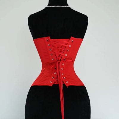 Women Corset Bustier WIth Cups Overbust Vintage Bodices Tight Lace Up Double Boned Shaping Tops Waist Chinner Wedding Satin Red